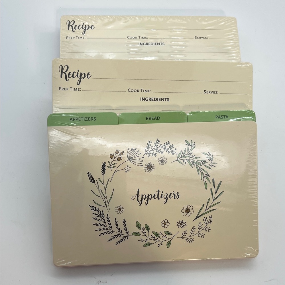 Floral Recipe Card divider Set & 2 pkg cards new in pkg Peter Pauper Press